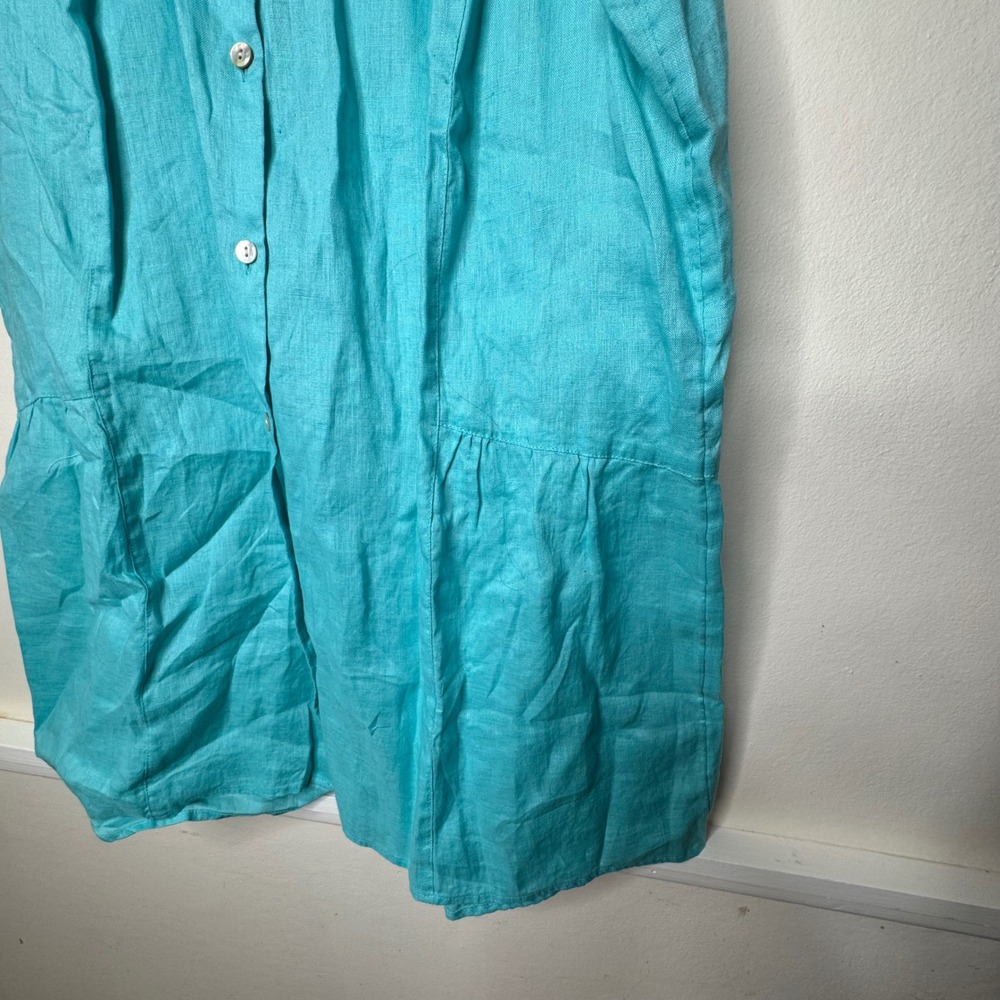 J. Jill Tunic Women L Aqua Blue Love Linen Sleeveless Button-Front Blouse - Picture 5 of 9